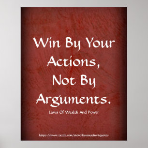 Wet Van Rijkdom Macht Win Door Uw Acties Rood Poster