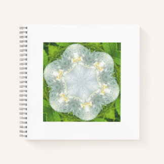 Wet White Wild Rose - Mandala green - by ID AD Art Notitieboek