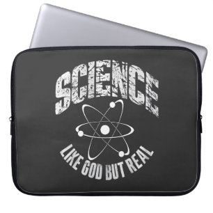 Wetenschap als God, maar echt grappig Inspirerend Laptop Sleeve