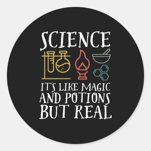 Wetenschap als Magic en Potion Geek Nerd Scientist Ronde Sticker (Voorkant)