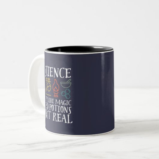 Wetenschap als Magic en Potion Geek Nerd Scientist Tweekleurige Koffiemok (Voorkant links)