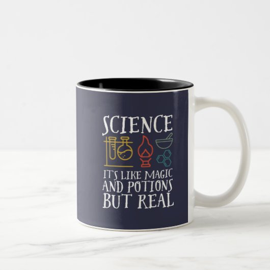 Wetenschap als Magic en Potion Geek Nerd Scientist Tweekleurige Koffiemok (Rechts)