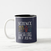 Wetenschap als Magic en Potion Geek Nerd Scientist Tweekleurige Koffiemok (Links)
