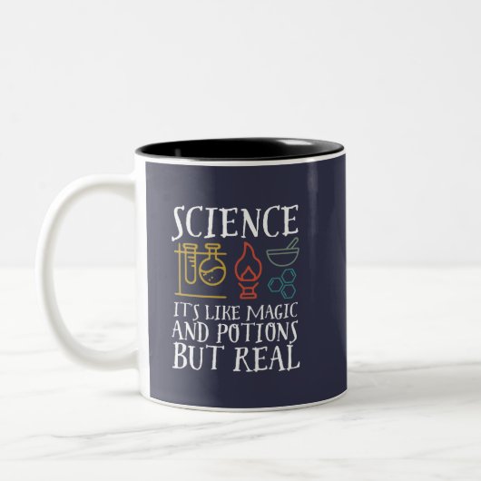 Wetenschap als Magic en Potion Geek Nerd Scientist Tweekleurige Koffiemok (Links)