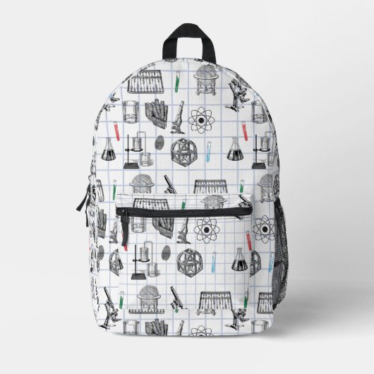 Wetenschap Chemie Wetenschapper Patroon Terug naar Bedrukte Rugzak (Voorkant)