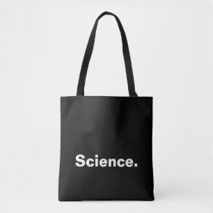 Wetenschap één woord minimalistisch ontwerp draagtas