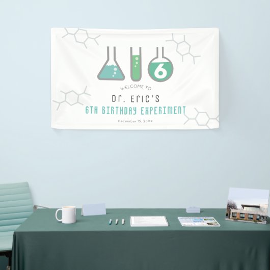 Wetenschap Experiment Groene Jongen Verjaardag Wel Spandoek (Beurs)