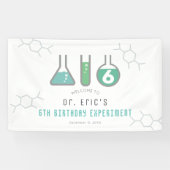 Wetenschap Experiment Groene Jongen Verjaardag Wel Spandoek (Horizontaal)