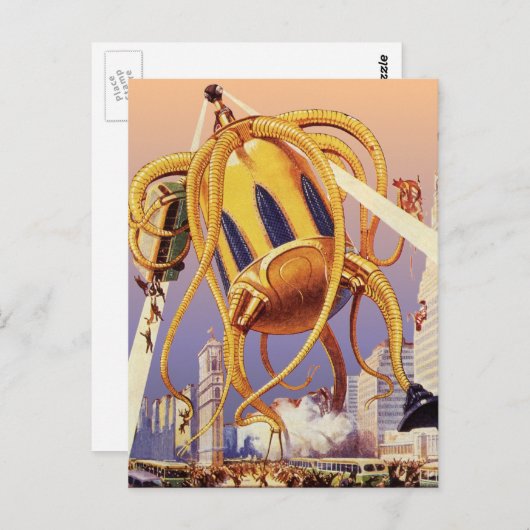 wetenschap Fiction Alien War Invasion Octopus Briefkaart (Voorkant / Achterkant)