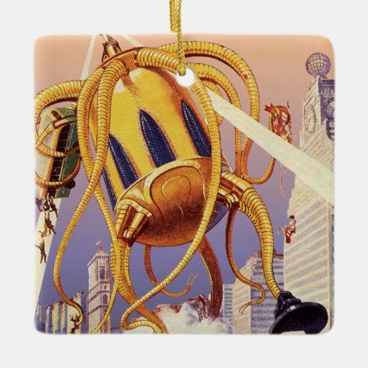  wetenschap Fiction Alien War Invasion Octopus Keramisch Ornament (Voorkant)