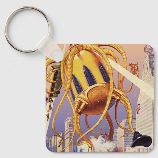  wetenschap Fiction Alien War Invasion Octopus Sleutelhanger (Voorkant)