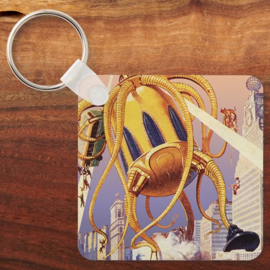 wetenschap Fiction Alien War Invasion Octopus Sleutelhanger (Voorkant)