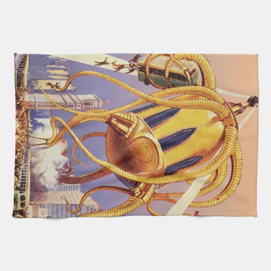 wetenschap Fiction Alien War Invasion Octopus Theedoek (Horizontaal)