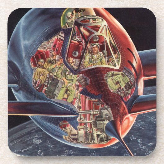  wetenschap Fiction Astronaut Rocket Spaceship Bier Onderzetter (Voorkant)