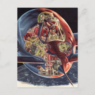  wetenschap Fiction Astronaut Rocket Spaceship Briefkaart