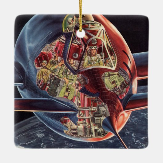  wetenschap Fiction Astronaut Rocket Spaceship Keramisch Ornament (Achterkant)