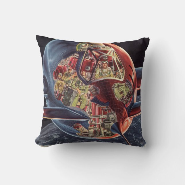  wetenschap Fiction Astronaut Rocket Spaceship Kussen (Voorkant)