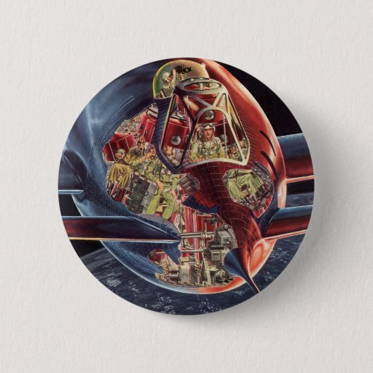  wetenschap Fiction Astronaut Rocket Spaceship Ronde Button 5,7 Cm (Voorkant)