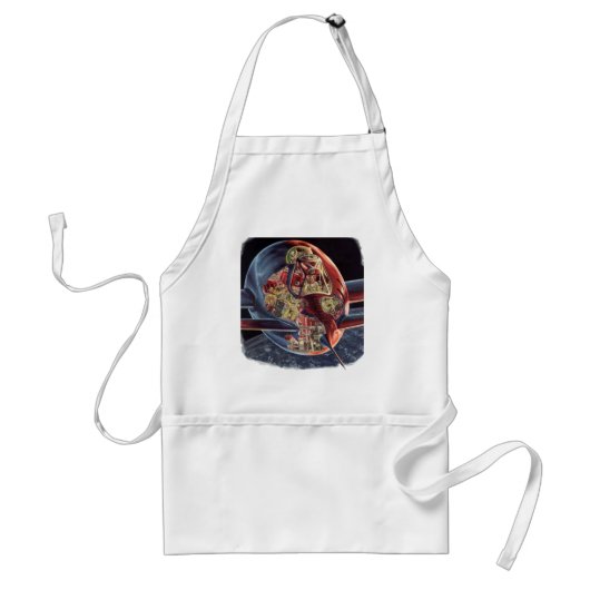  wetenschap Fiction Astronaut Rocket Spaceship Standaard Schort (Voorkant)