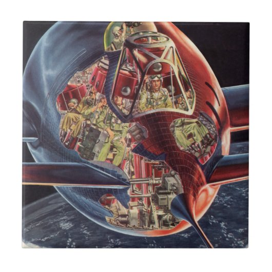  wetenschap Fiction Astronaut Rocket Spaceship Tegeltje (Voorkant)