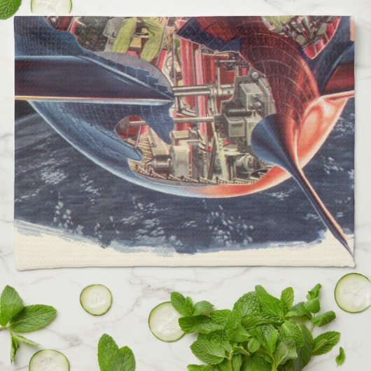  wetenschap Fiction Astronaut Rocket Spaceship Theedoek (Gevouwen)