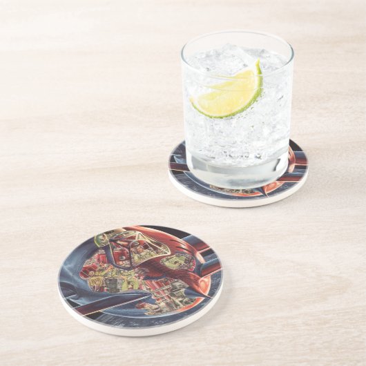 wetenschap Fiction Astronaut Rocket Spaceship Zandsteen Onderzetter (Zijkant)