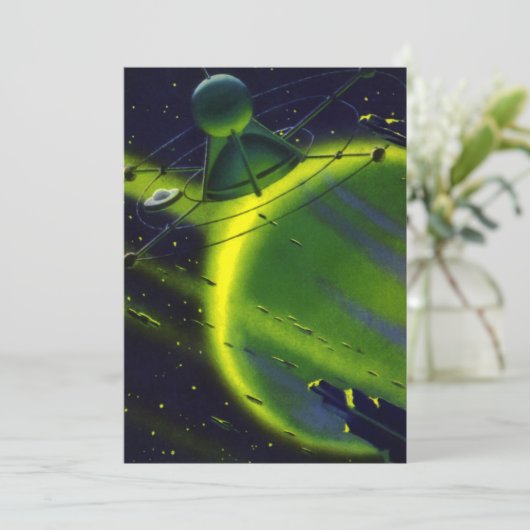 wetenschap Fiction Green Planet w Spaceship (Staand voorkant)