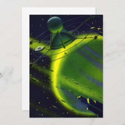 wetenschap Fiction Green Planet w Spaceship (Voorkant / Achterkant)