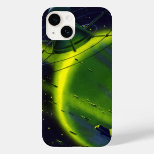  wetenschap Fiction Green Planet w Spaceship Case-Mate iPhone 14 Hoesje