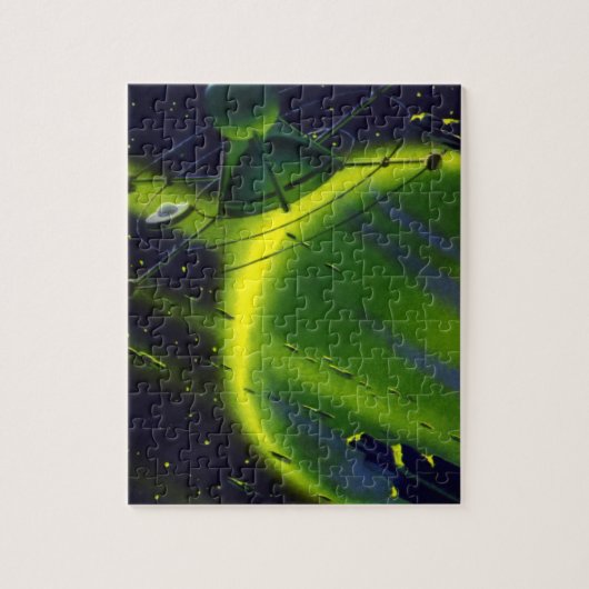  wetenschap Fiction Green Planet w Spaceship Legpuzzel (Verticaal)
