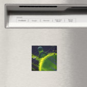 wetenschap Fiction Green Planet w Spaceship Magneet (Insitu (Vaatwasser))
