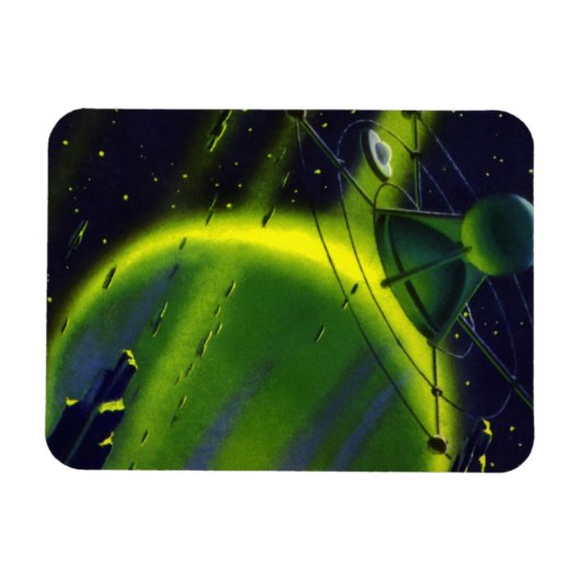 wetenschap Fiction Green Planet w Spaceship Magneet (Horizontaal)