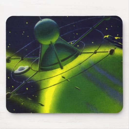  wetenschap Fiction Green Planet w Spaceship Muismat (Voorkant)