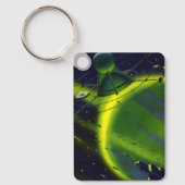  wetenschap Fiction Green Planet w Spaceship Sleutelhanger (Voorkant)