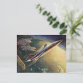 wetenschap Fiction Spaceship Airplane Earth Briefkaart (Staand voorkant)