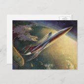 wetenschap Fiction Spaceship Airplane Earth Briefkaart (Voorkant / Achterkant)