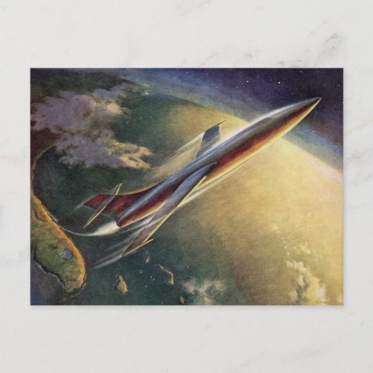 wetenschap Fiction Spaceship Airplane Earth Briefkaart (Voorkant)