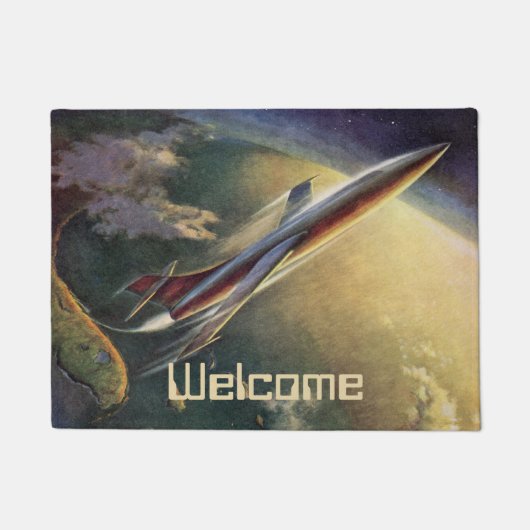  wetenschap Fiction Spaceship Airplane Earth Deurmat (Voorkant)