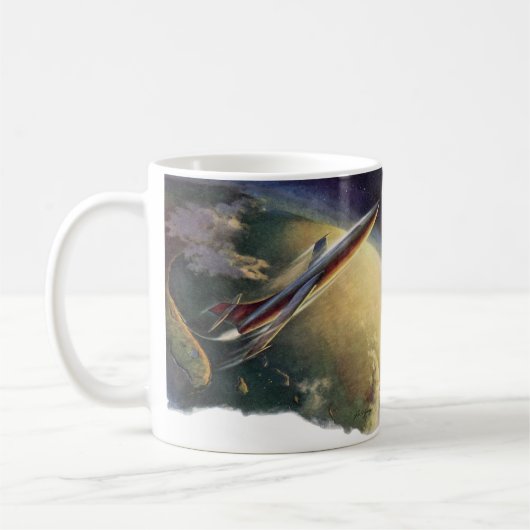  wetenschap Fiction Spaceship Airplane Earth Koffiemok (Links)