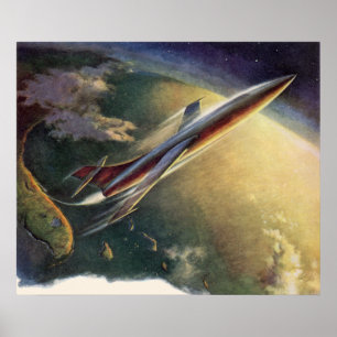  wetenschap Fiction Spaceship Airplane Earth Poster