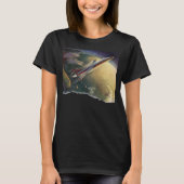  wetenschap Fiction Spaceship Airplane Earth T-shirt (Voorkant)