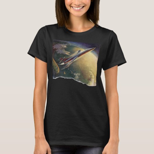 wetenschap Fiction Spaceship Airplane Earth T-shirt (Voorkant)