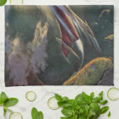 wetenschap Fiction Spaceship Airplane Earth Theedoek (Gevouwen)