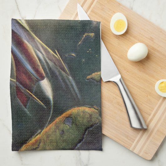 wetenschap Fiction Spaceship Airplane Earth Theedoek (Quarter Fold)