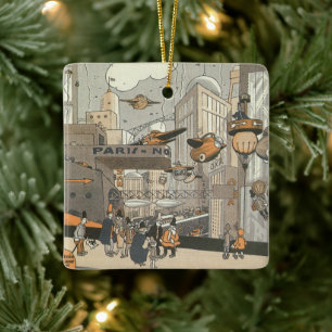  Wetenschap Fiction Urban Paris, Steam Punk Keramisch Ornament