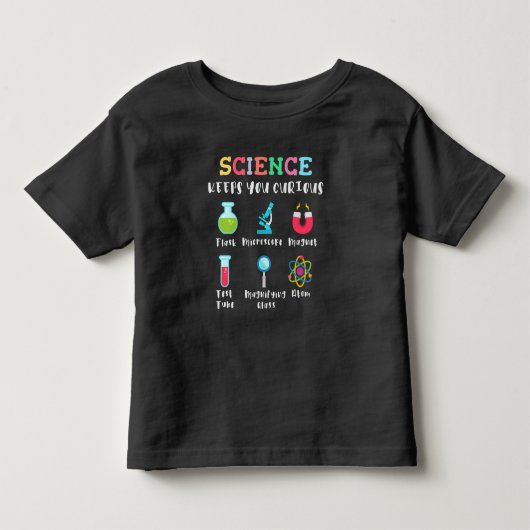 Wetenschap houdt je nieuwsgierig kinder shirts (Voorkant)