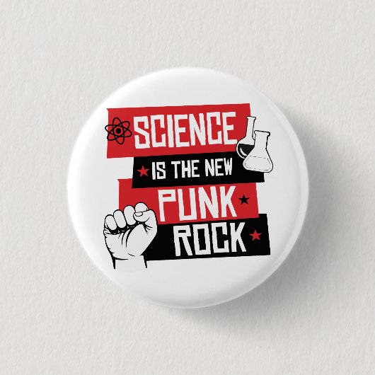 Wetenschap is de nieuwe punk rots ronde button 3,2 cm (Voorkant)