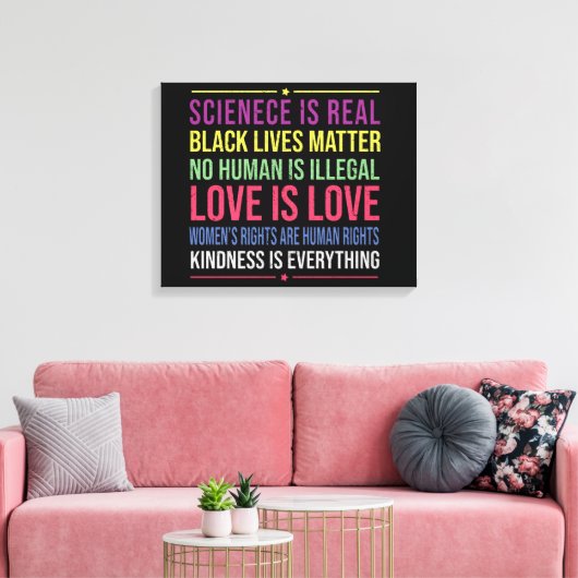 Wetenschap is echt, zwart leven is materie liefde  canvas afdruk (Insitu (Woonkamer))