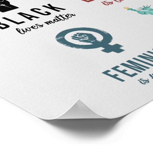 Wetenschap is echt zwart, liefde is liefde poster (Hoek)