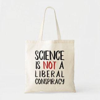 Wetenschap is geen liberale complot zwart & rood tote bag